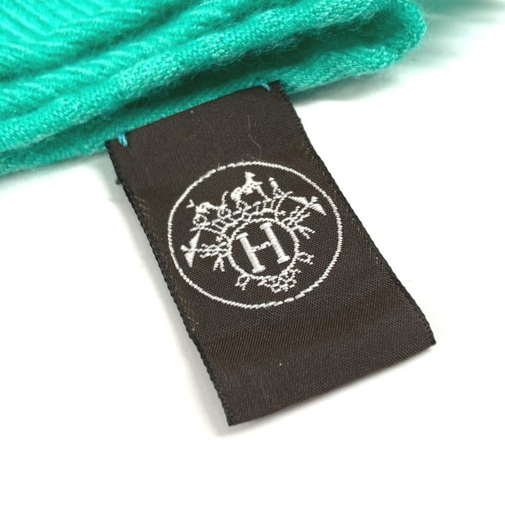 HERMES New Libris Shawl, Fringe Scarf, Cashmere, Silk, Men's & Women's, Green - Picture 11 of 14